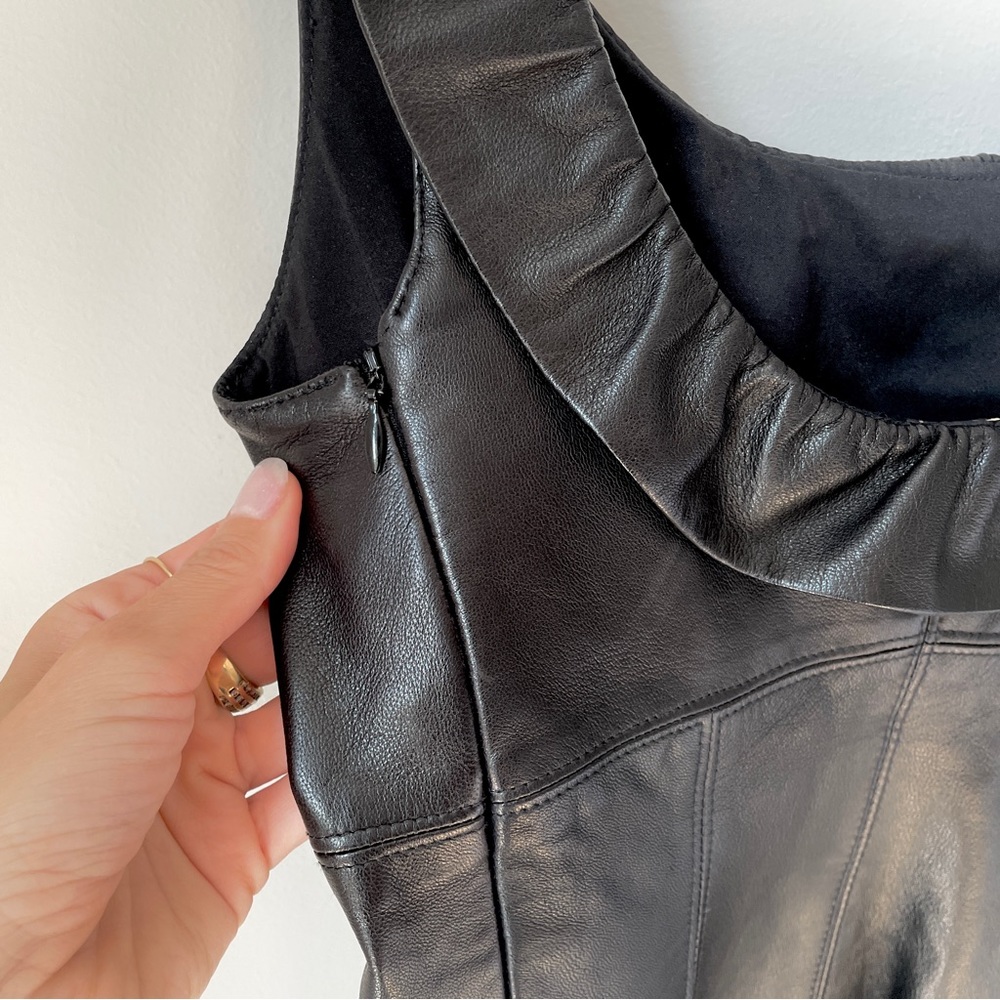 L’Agence Soft Leather Wave Dress. Black, Sz 2 (S) - Picture 4 of 8